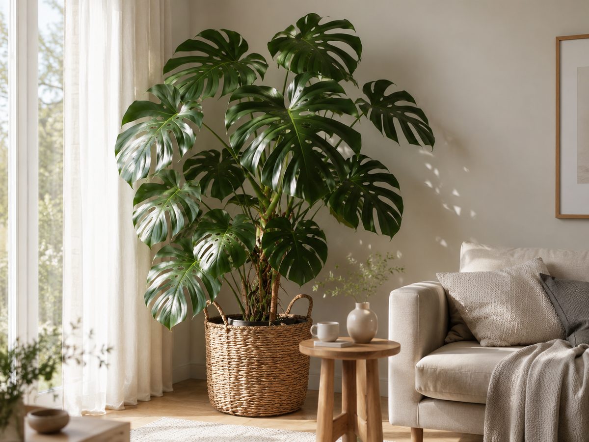 Monstera in een woonkamer